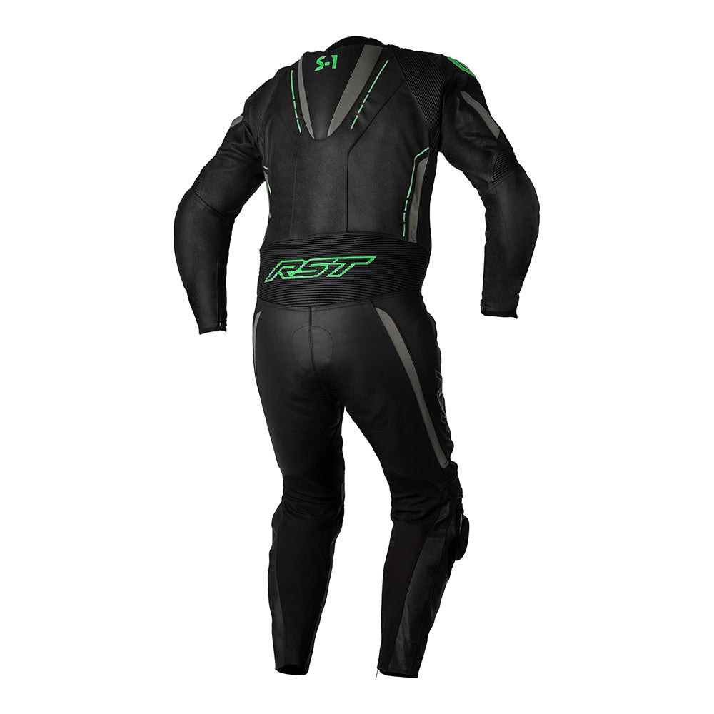 RST S1 Leather Suit Black Grey Neon Green