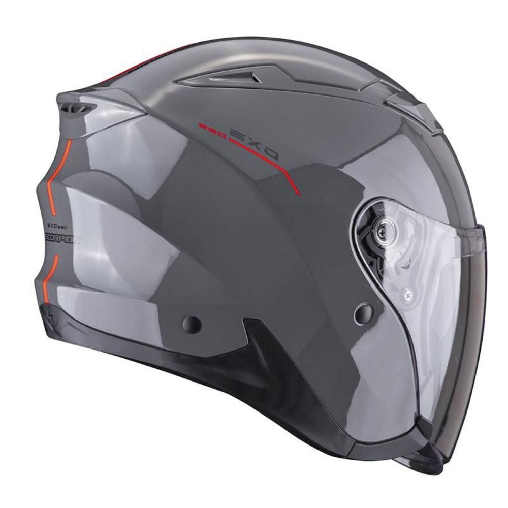 Scorpion Exo 230 SR Cement Grey Red Open Face Helmet