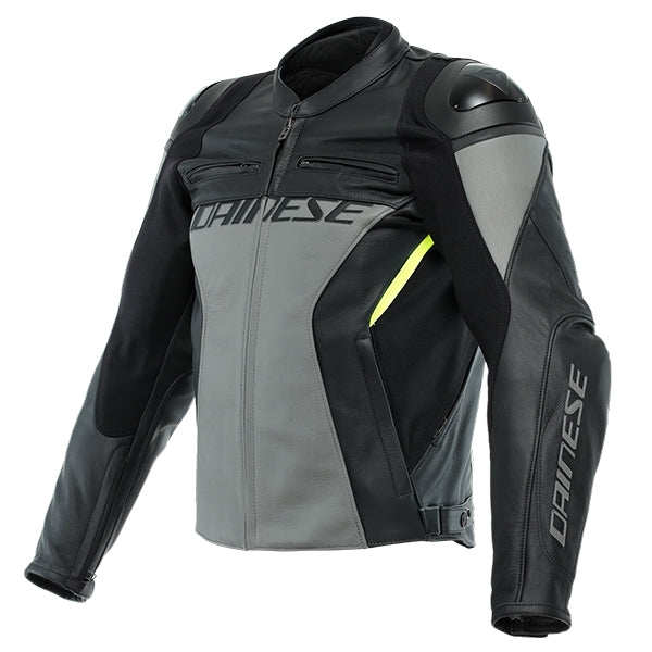 Dainese Racing 4 Leather Jacket Grey Black