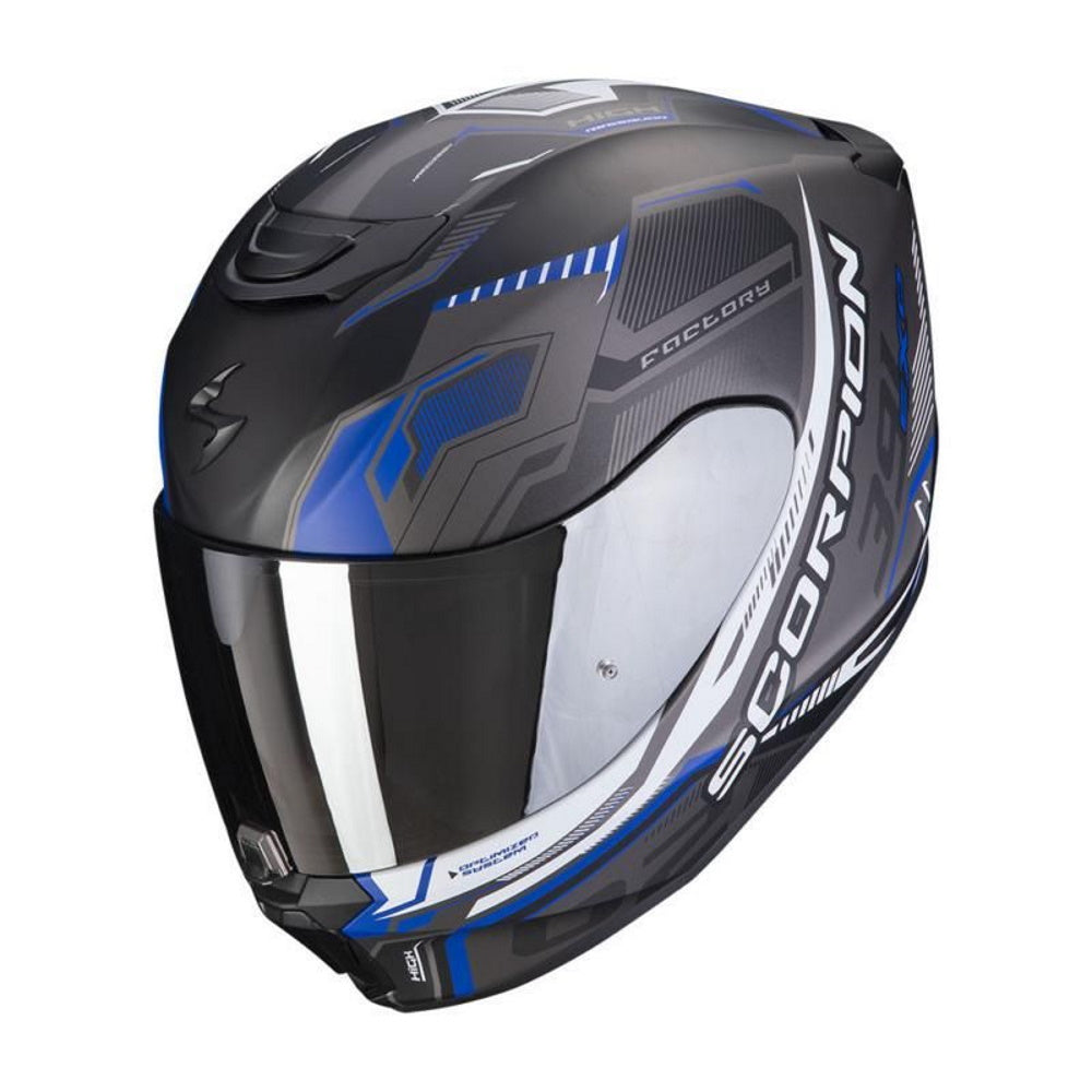 Scorpion Exo 391 Haut Full Face Helmet Black Silver Blue