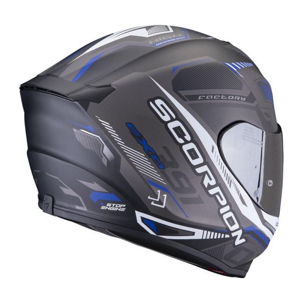 Scorpion Exo 391 Haut Full Face Helmet Black Silver Blue