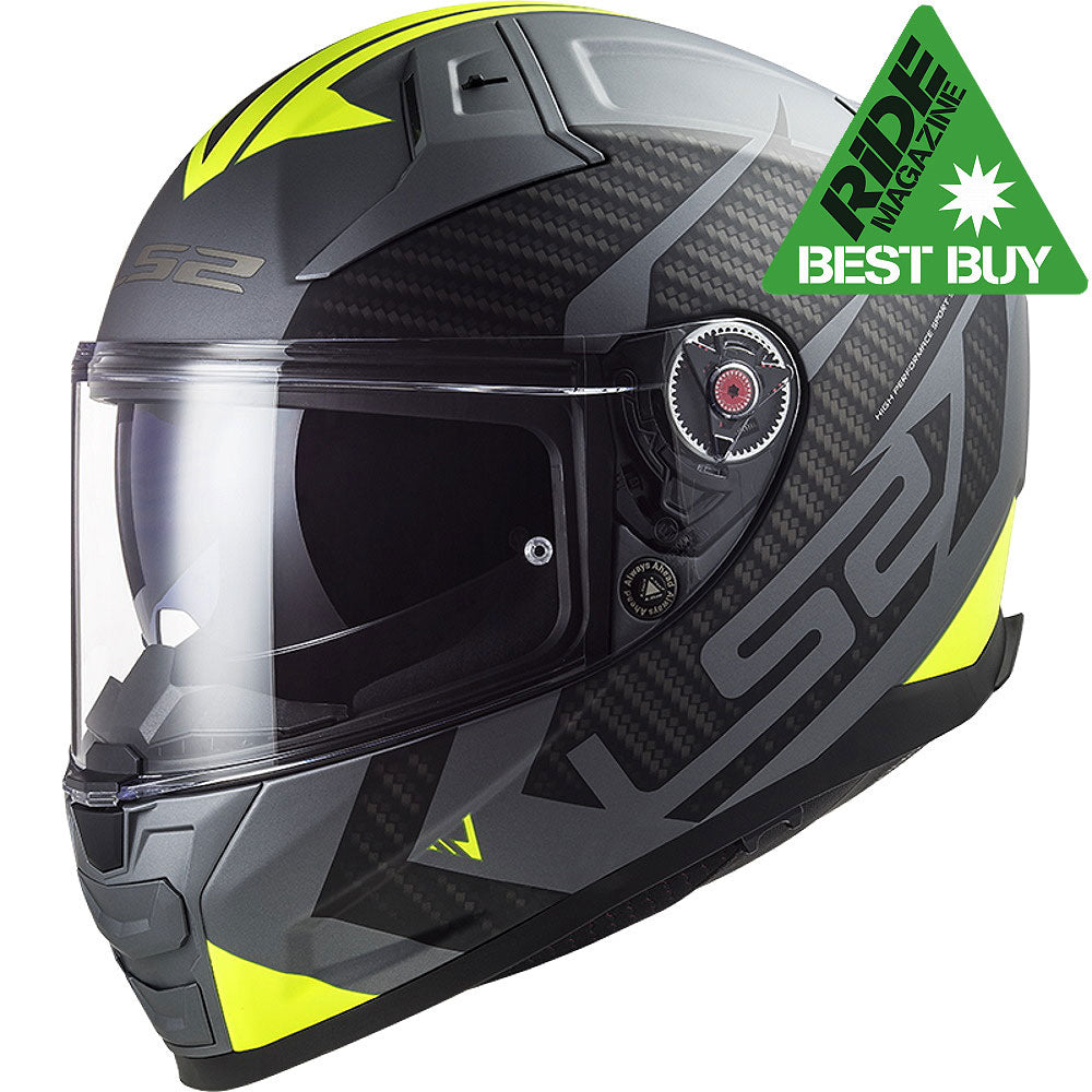LS2 FF811 Vector II Splitter Full Face Helmet Matt Titanium H-V Yellow
