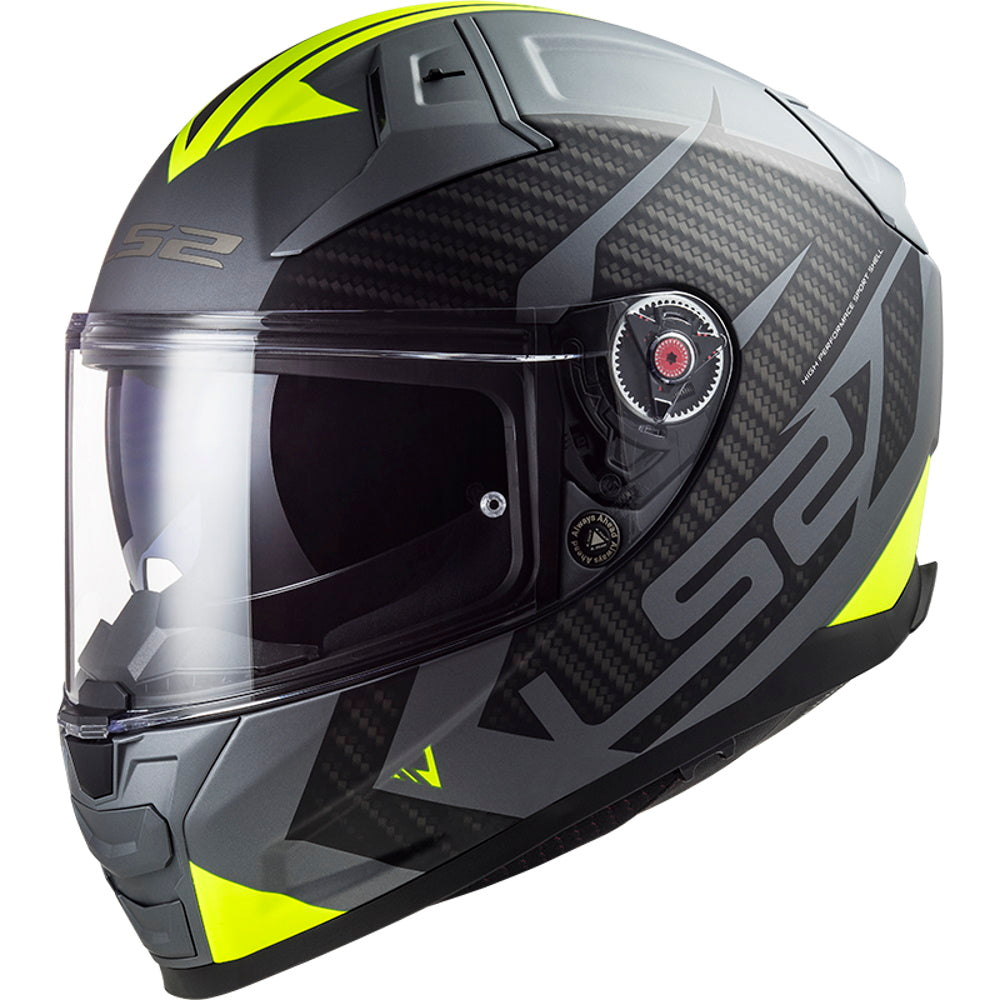 LS2 FF811 Vector II Splitter Full Face Helmet Matt Titanium H-V Yellow