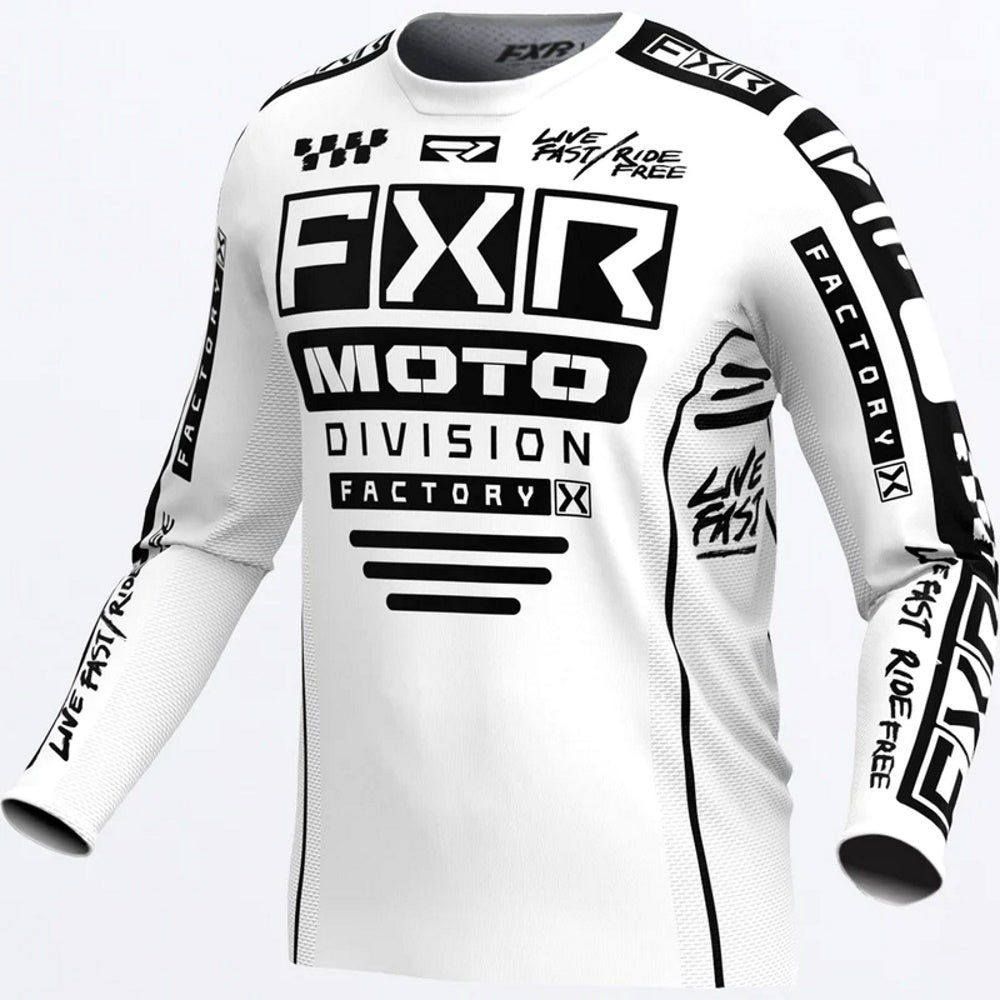 FXR Youth Podium Motocross Jersey White Black