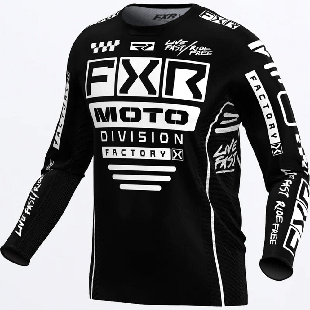 FXR Youth Podium Motocross Jersey Black White