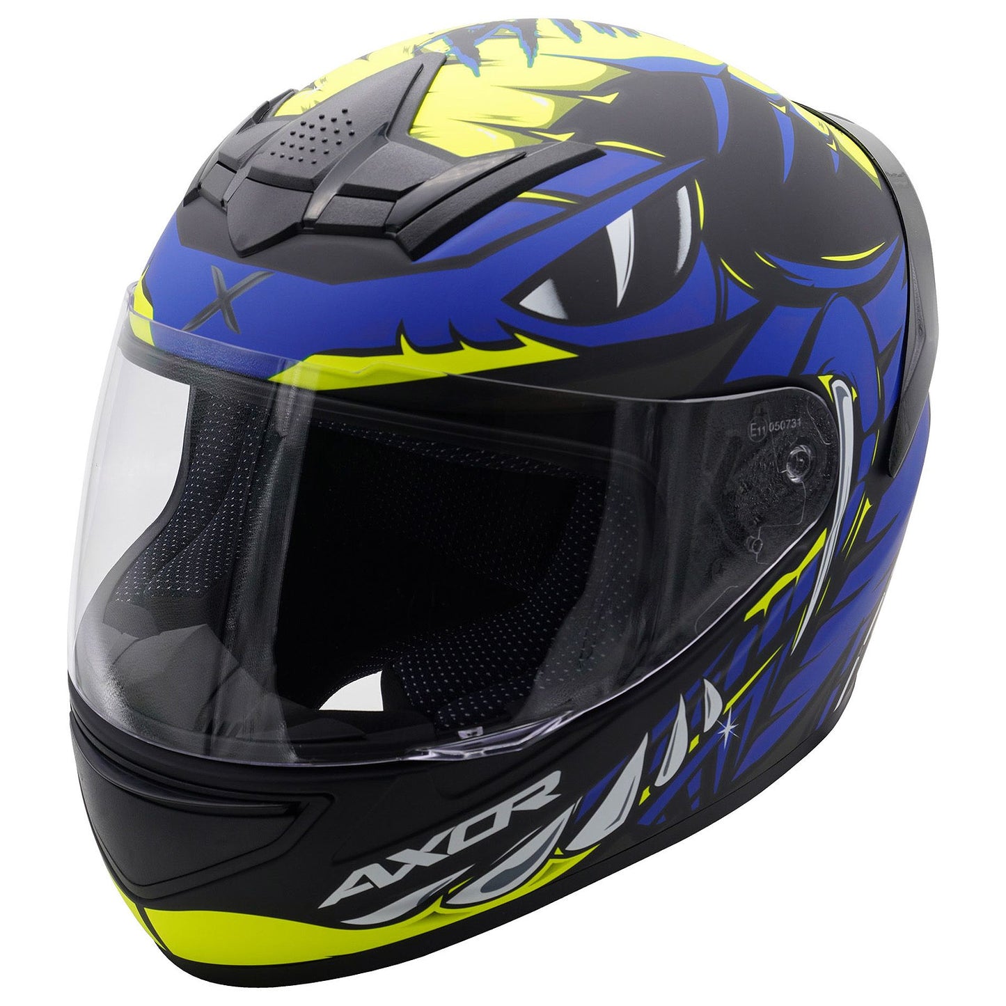 Axor Rage Python Blue / Flo Yellow Full Face Helmet