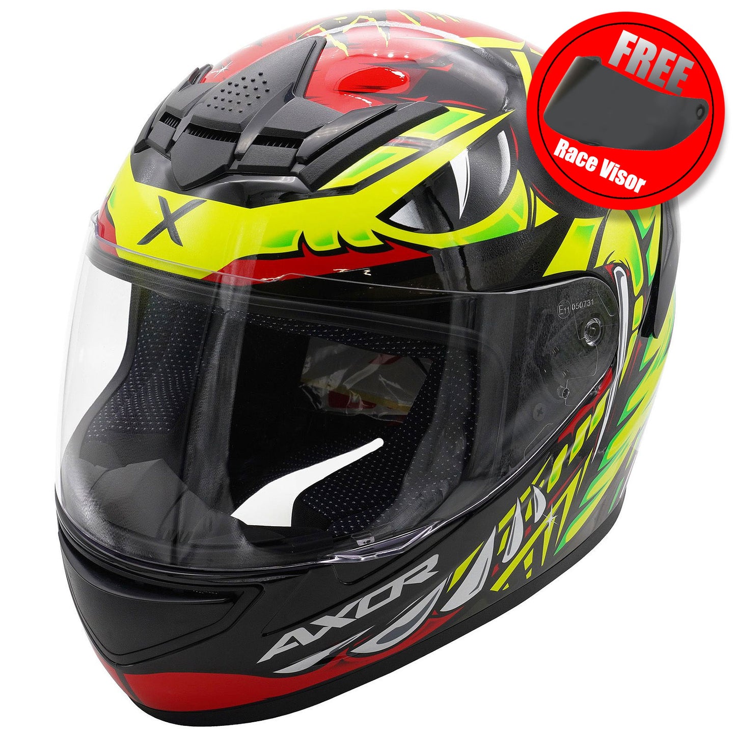 Axor Rage Python Red / Flo Yellow Full Face Helmet