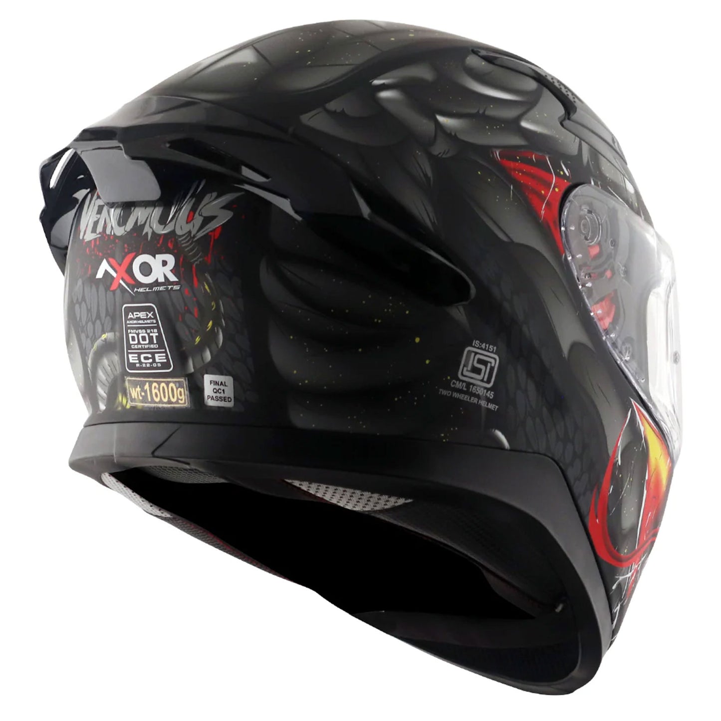 Axor Apex Venomous Black Grey Matt Full Face Helmet