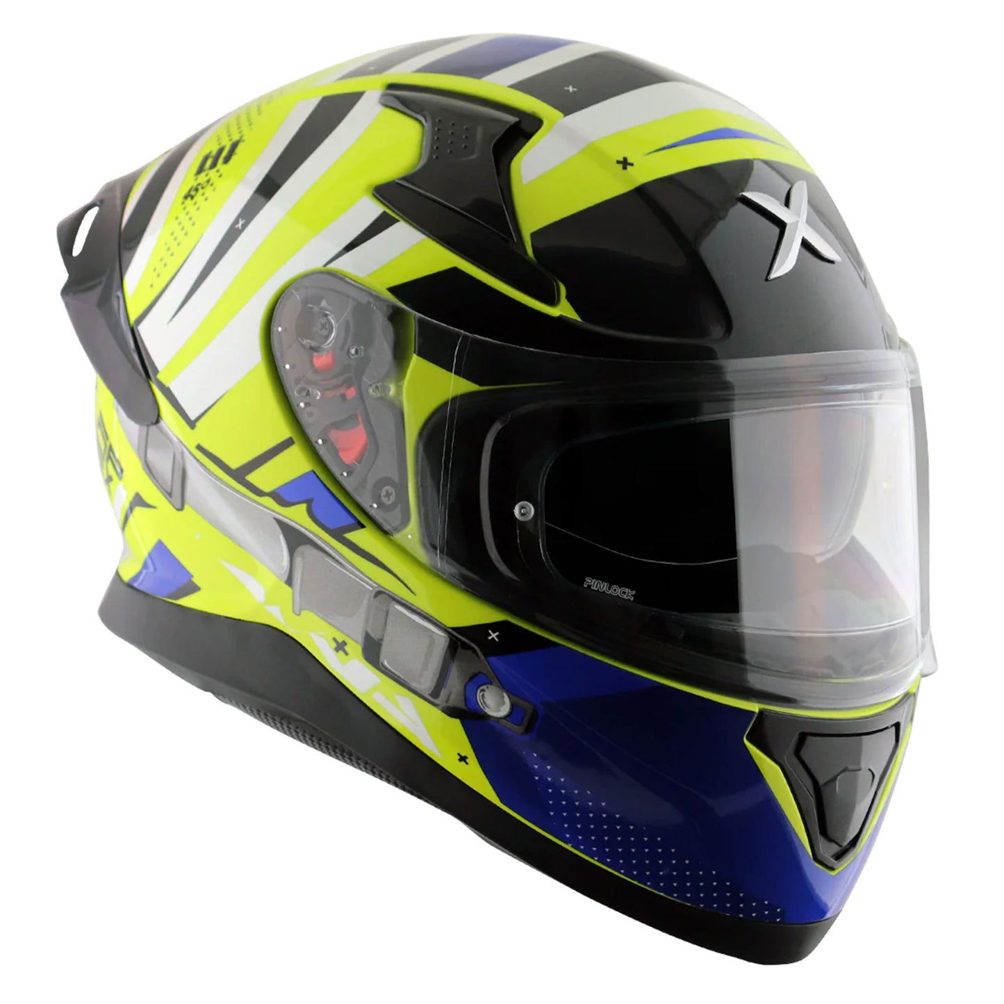 Axor Apex Neon Yellow Blue Gloss Full Face Helmet