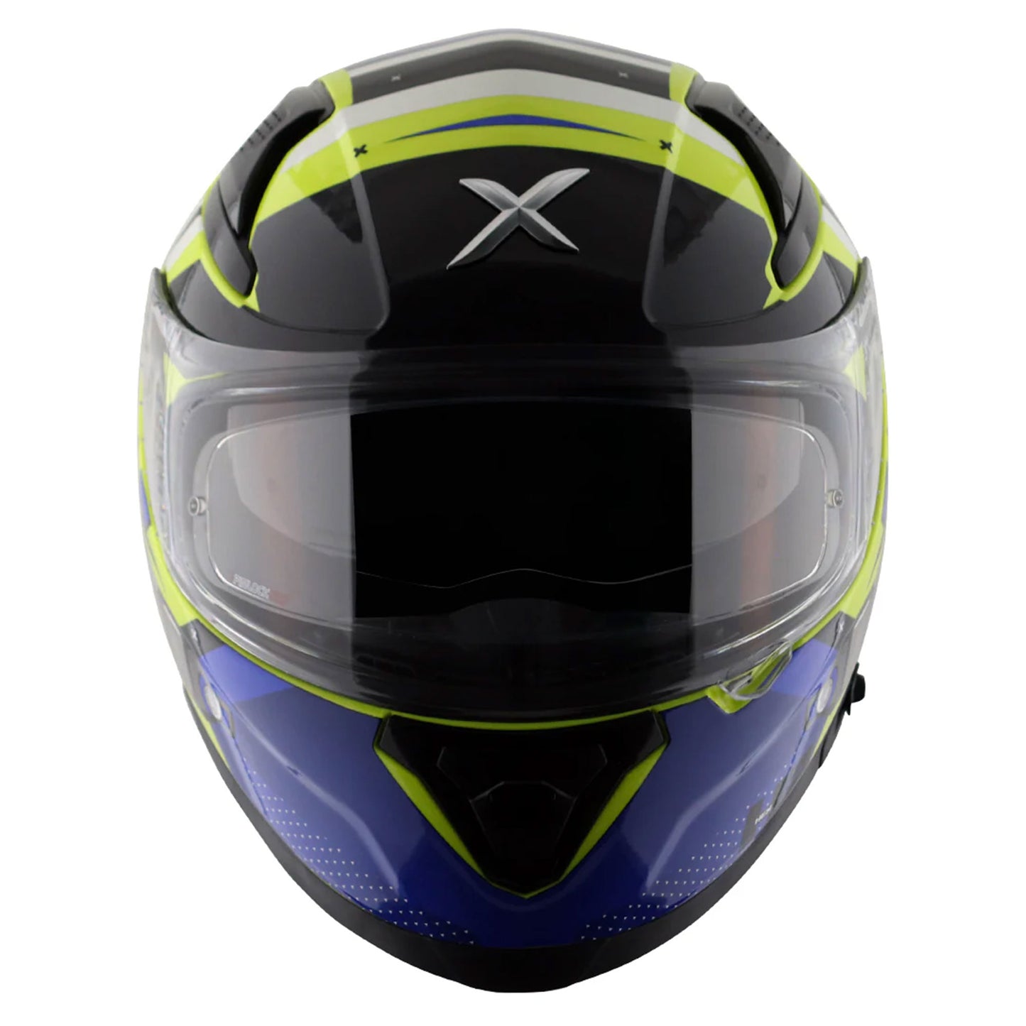Axor Apex Neon Yellow Blue Gloss Full Face Helmet