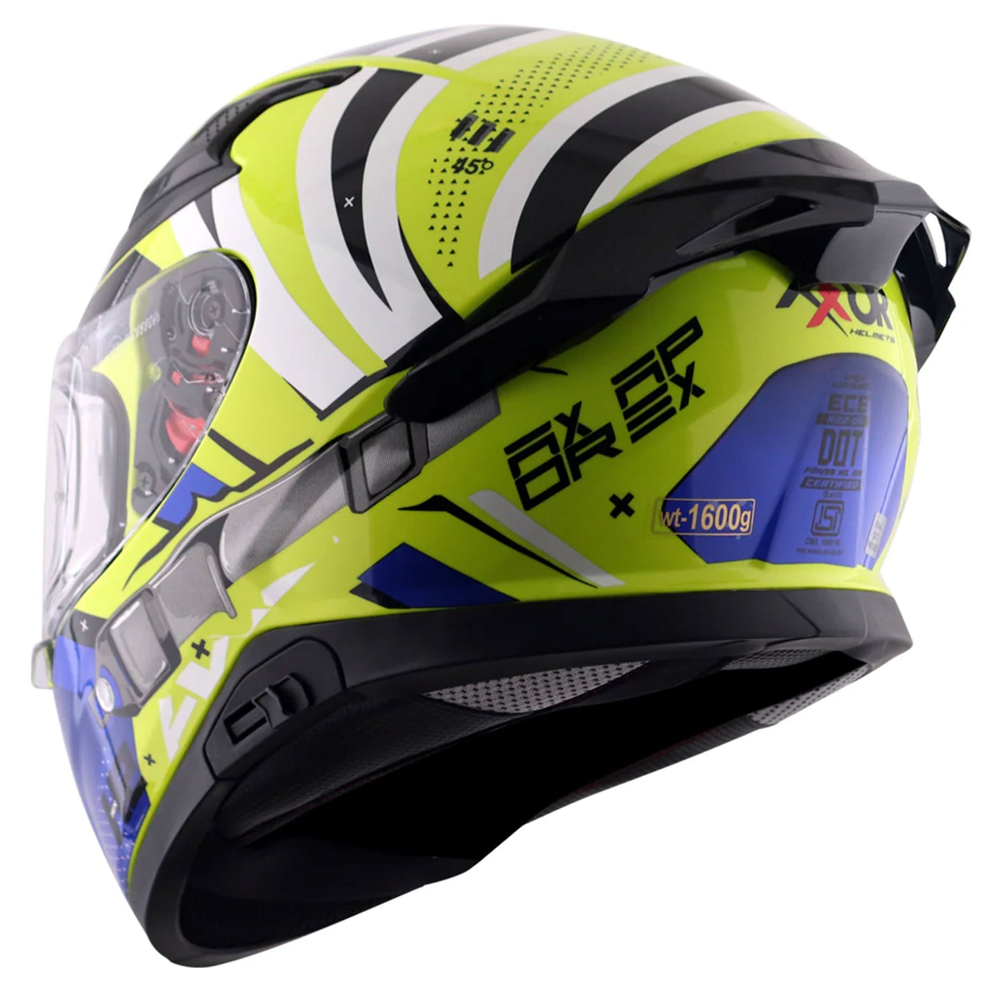 Axor Apex Neon Yellow Blue Gloss Full Face Helmet