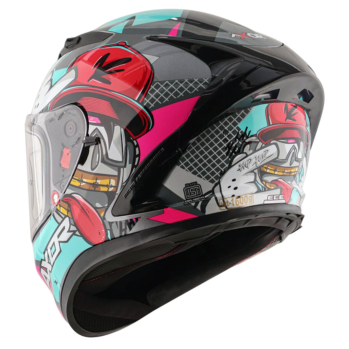 Axor Hip Hop Street Athena Grey Mint Gloss Full Face Helmet