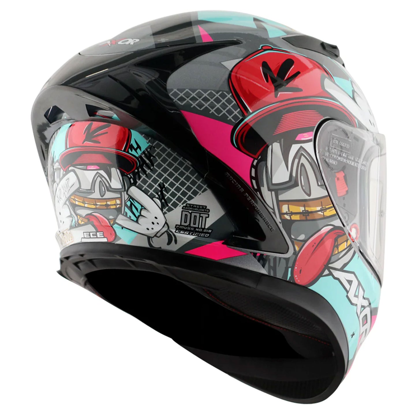 Axor Hip Hop Street Athena Grey Mint Gloss Full Face Helmet