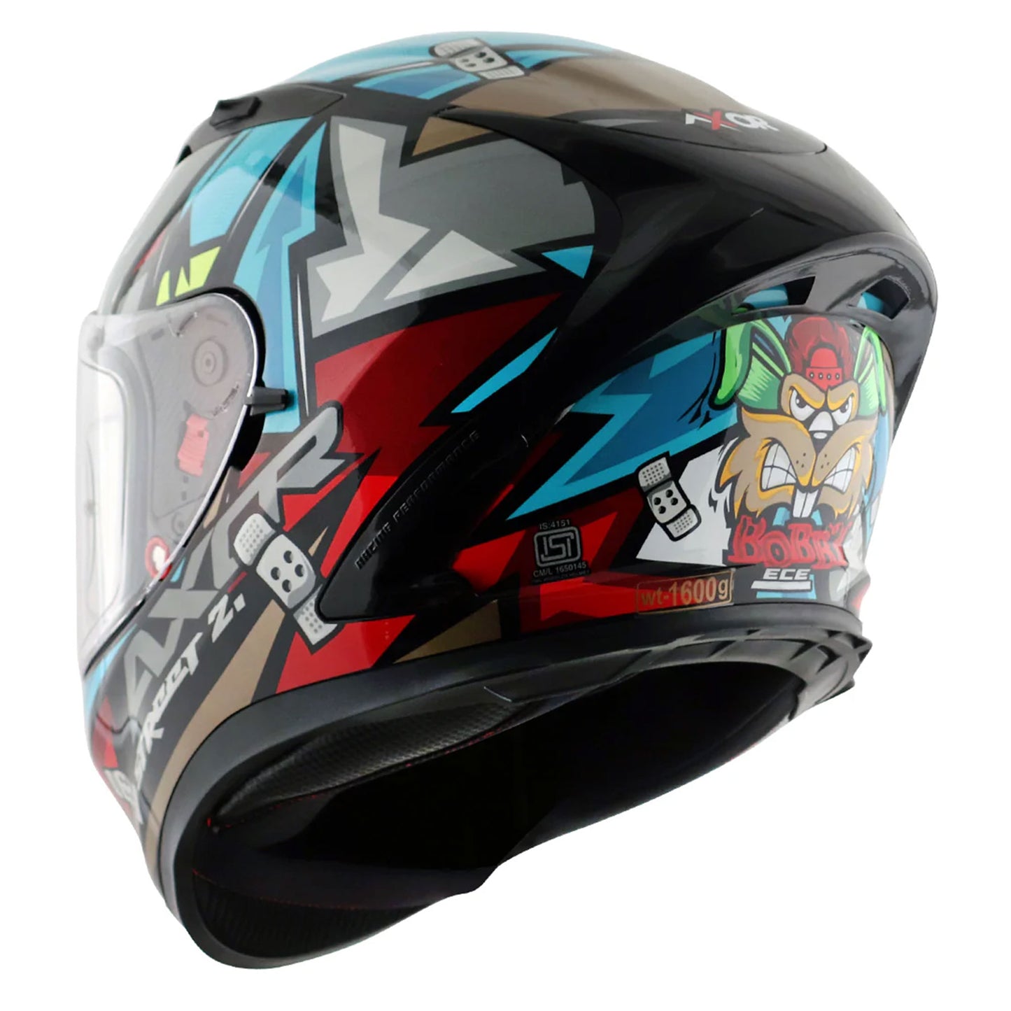 Axor Street Bobby Black Blue Gloss Full Face Helmet