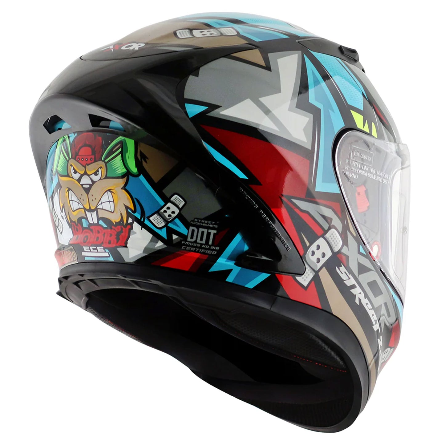 Axor Street Bobby Black Blue Gloss Full Face Helmet