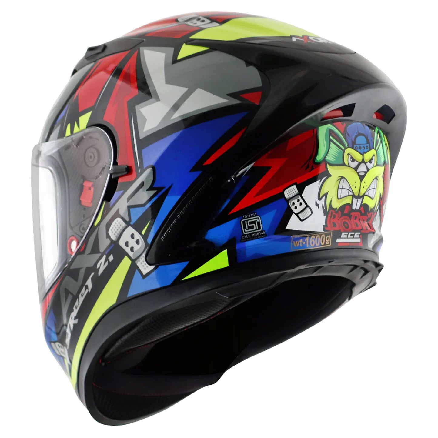 Axor Street Bobby Black Red Gloss Full Face Helmet