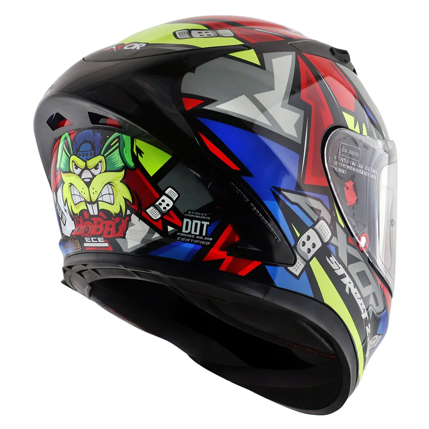 Axor Street Bobby Black Red Gloss Full Face Helmet
