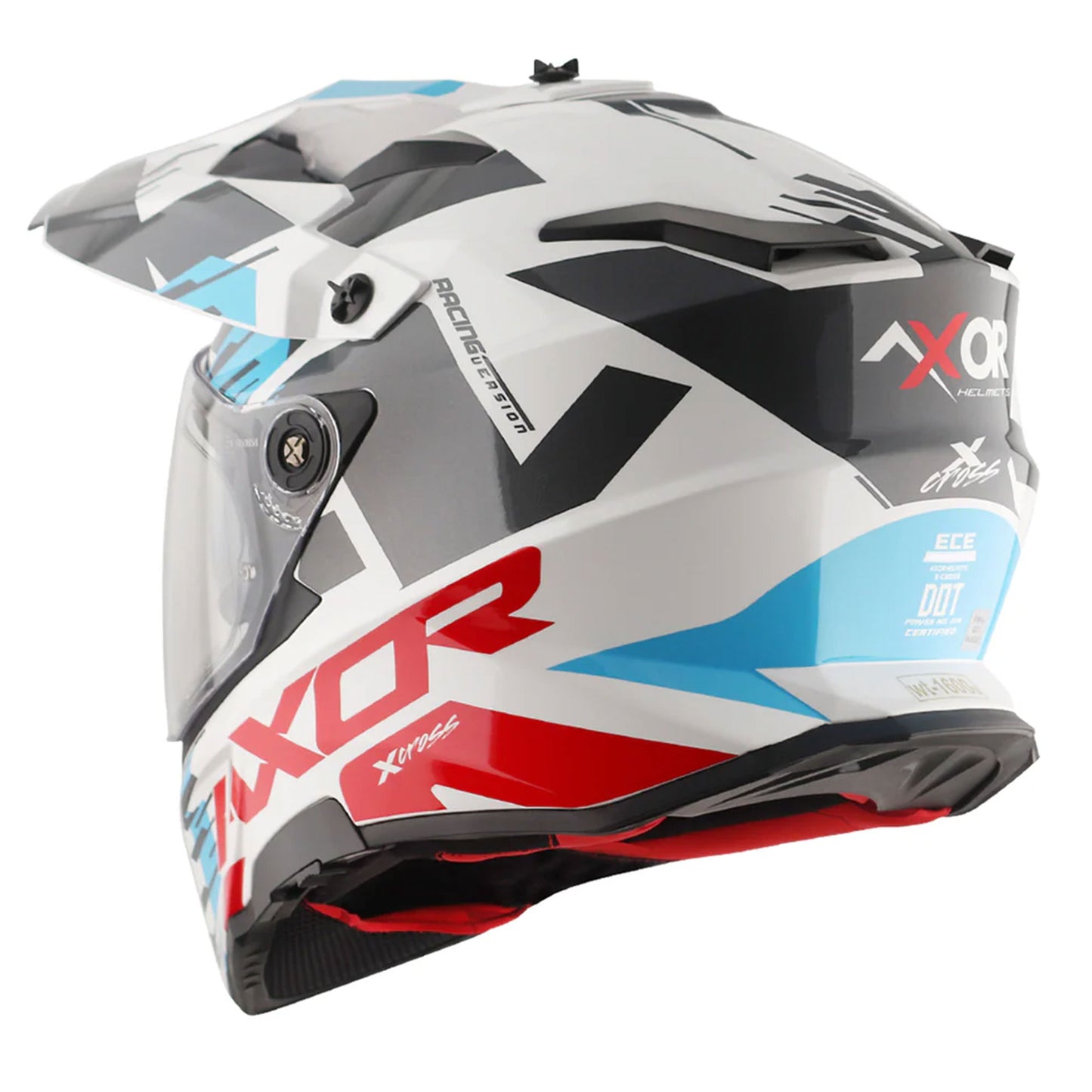Axor X-Cross Adventure X1 White Red Graphic Dual Sport Helmet