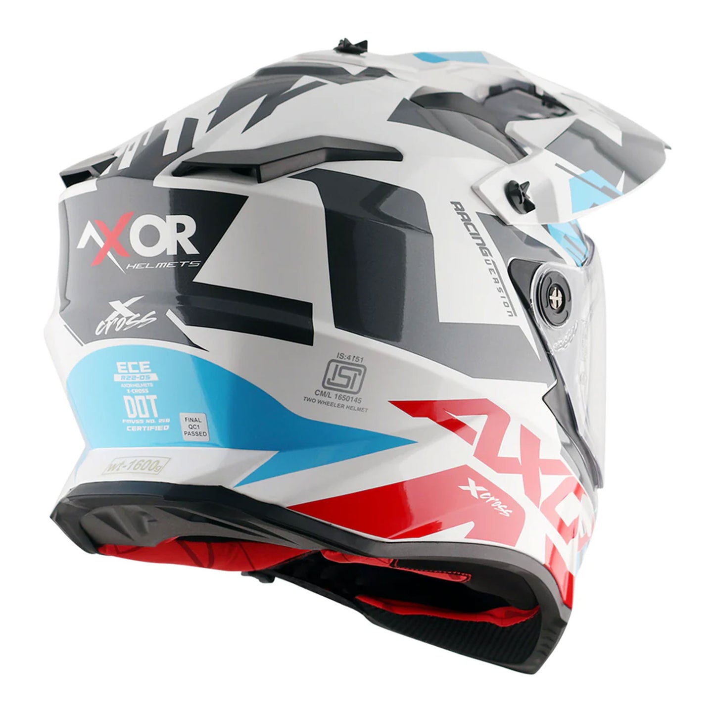 Axor X-Cross Adventure X1 White Red Graphic Dual Sport Helmet