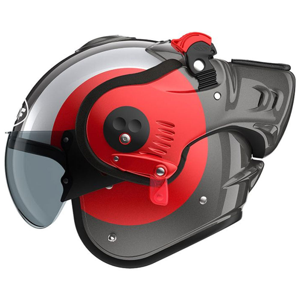 Roof RO5 Boxer Alpha Focus Red Silver Flip Front Helmet