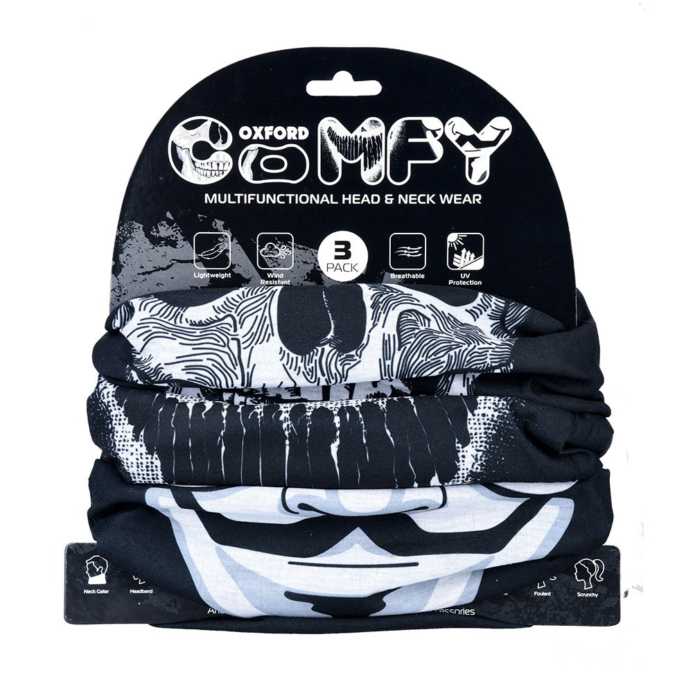 Oxford Comfy Masks Blue Neck Tubes 3 Pack