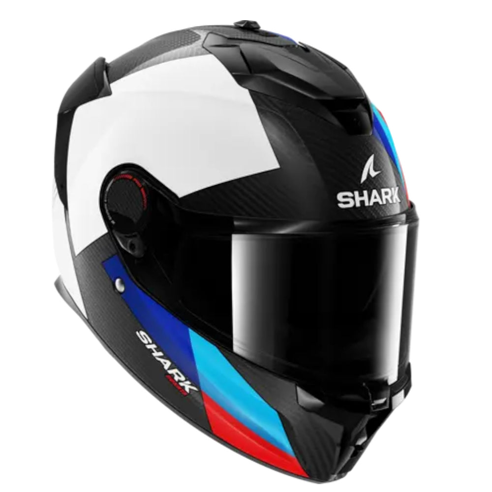 Shark Spartan GT Pro Dokht Carbon Full Face White Blue Crash Helmet