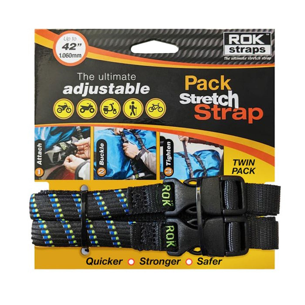 Rok Adjustable Stretch Strap Black Blue Green 2 Pack
