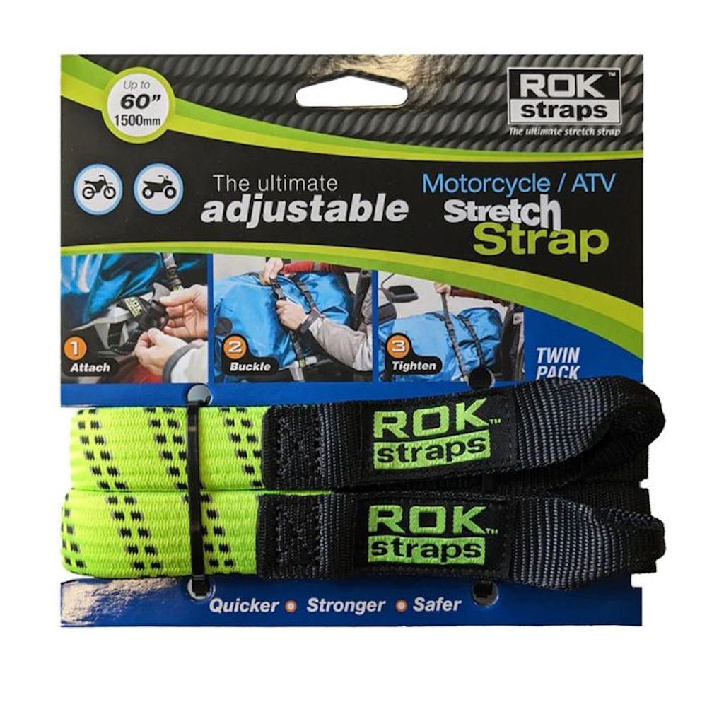 Rok Adjustable Stretch Strap Green Black Reflective 2 Pack