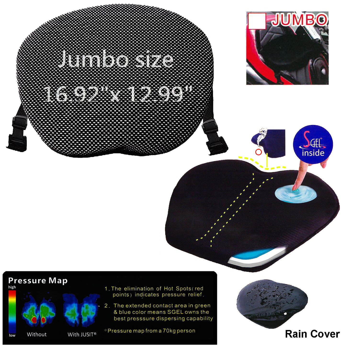 Jusit Gel Seat Cover Cushion Jumbo