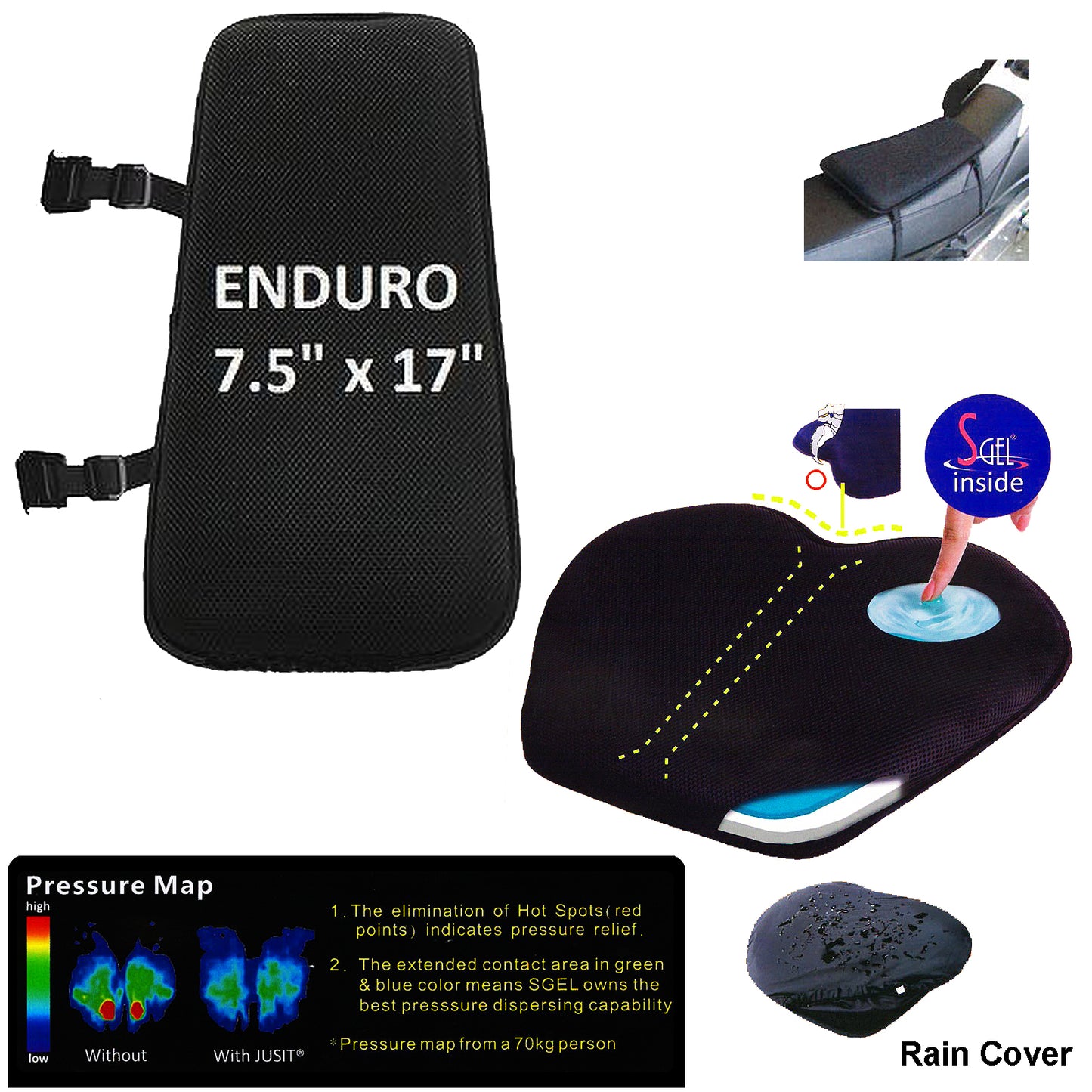 Jusit Gel Seat Cover Cushion Enduro