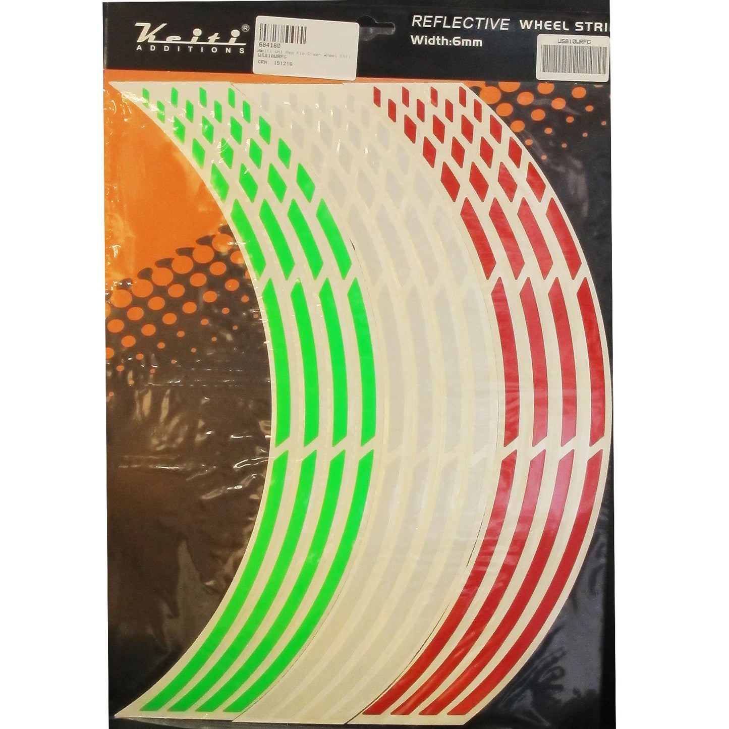 Keiti White Red Fluorescent Green Wheel Stripe