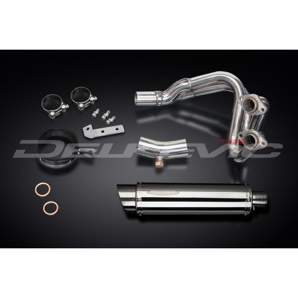 Kawasaki KLE650 10-14 2-1 Stainless Steel Full Exhaust System with Stainless Steel Cans
