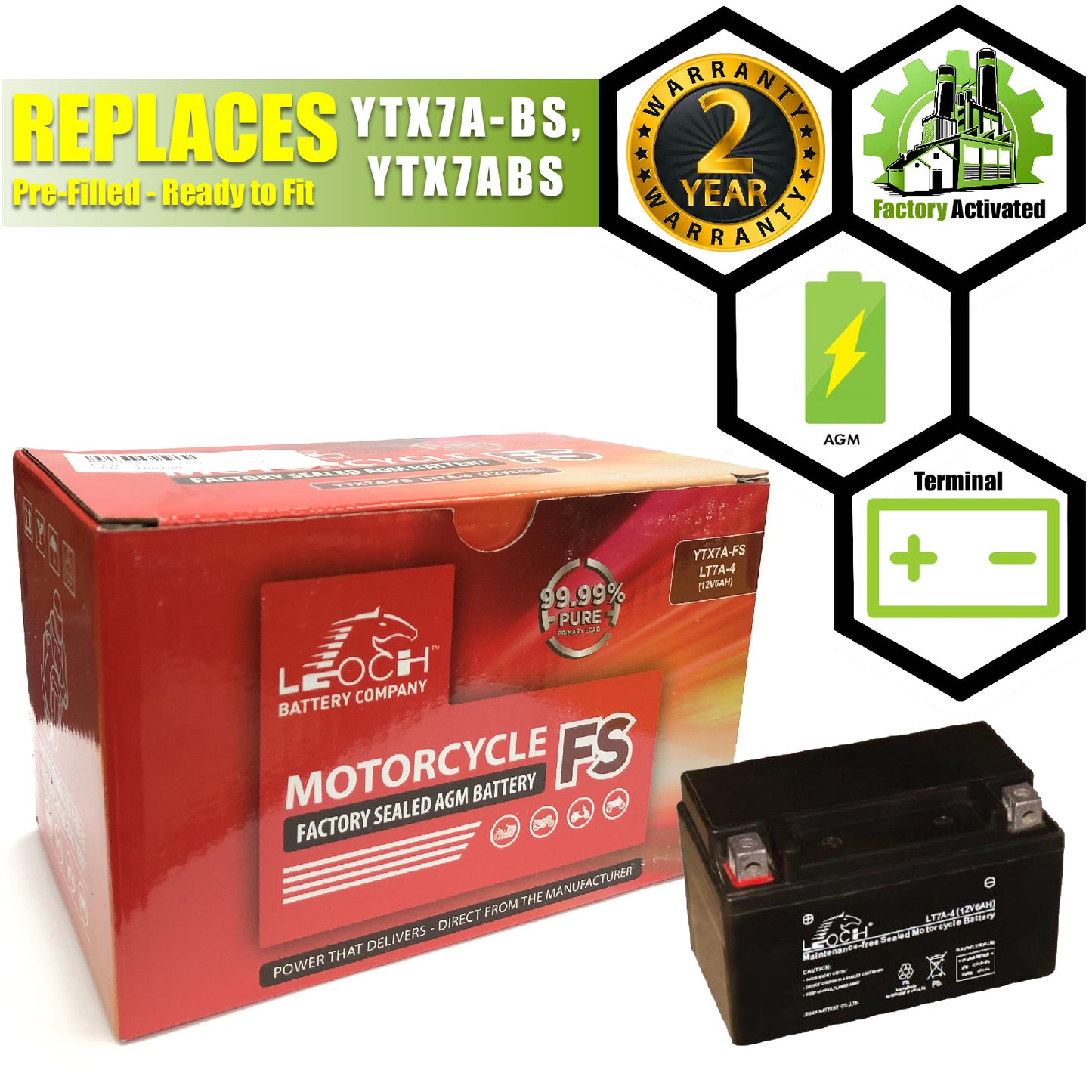 LT7A-4 Leoch Sealed AGM Battery