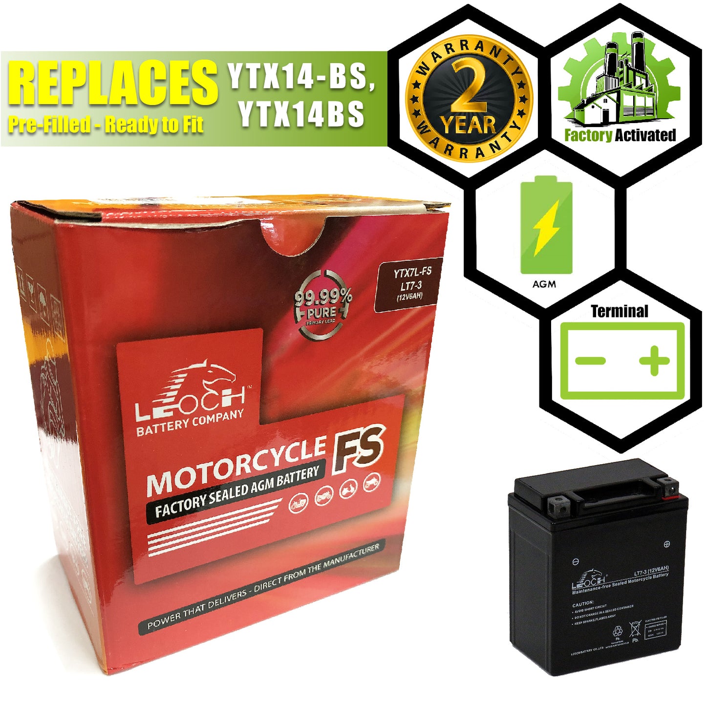 LT7-3 Leoch Sealed AGM Battery