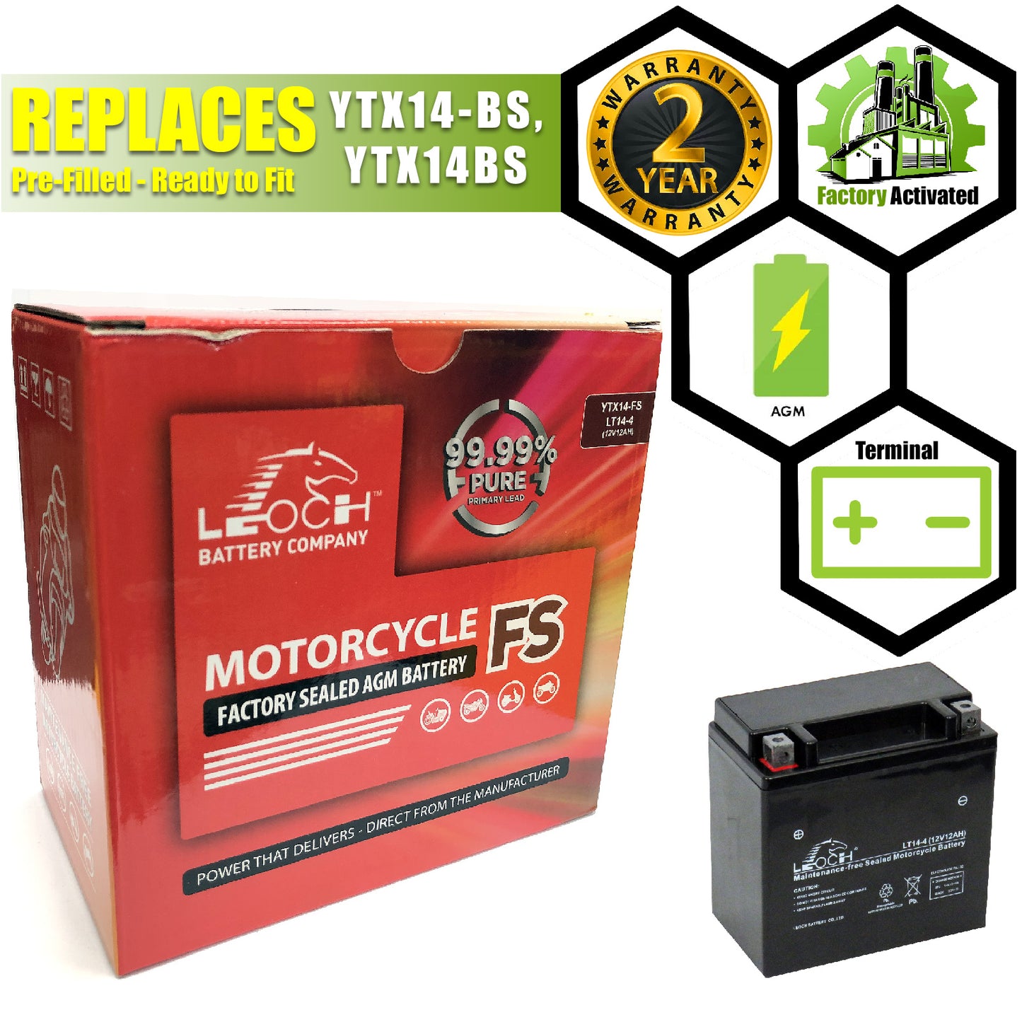 LT14-4 Leoch Sealed AGM Battery