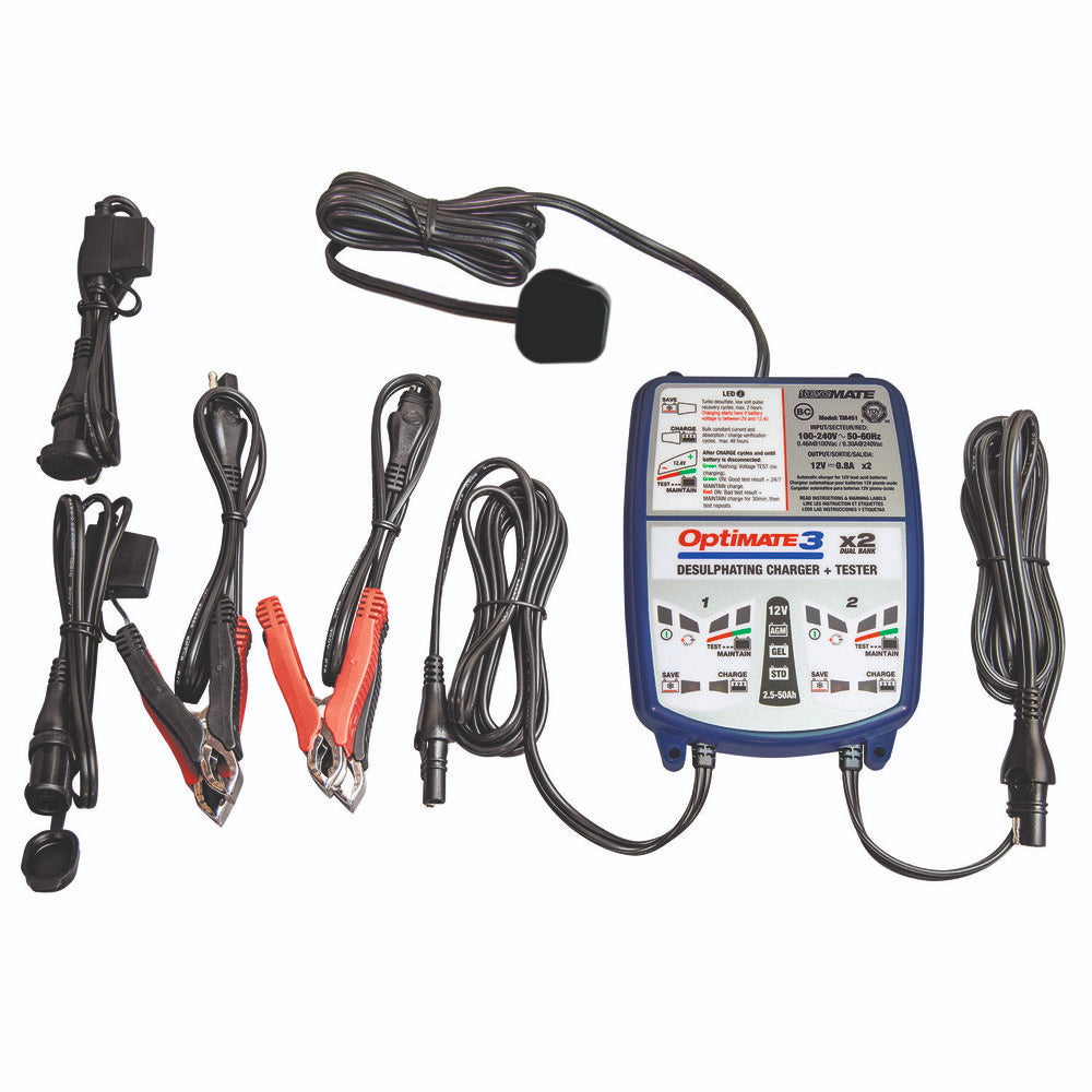 OptiMate 3 x2 Dual Bank 2x0.8A 12V Battery Charger