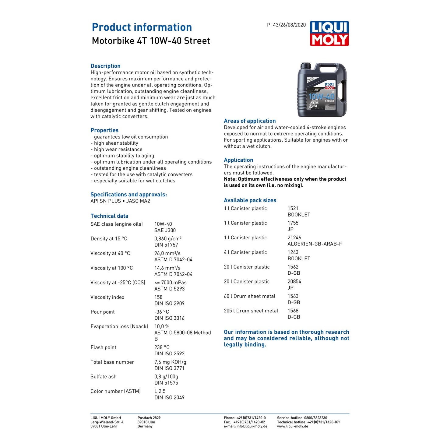 Liqui Moly 10w40 Semi Synthetic 4 Litre