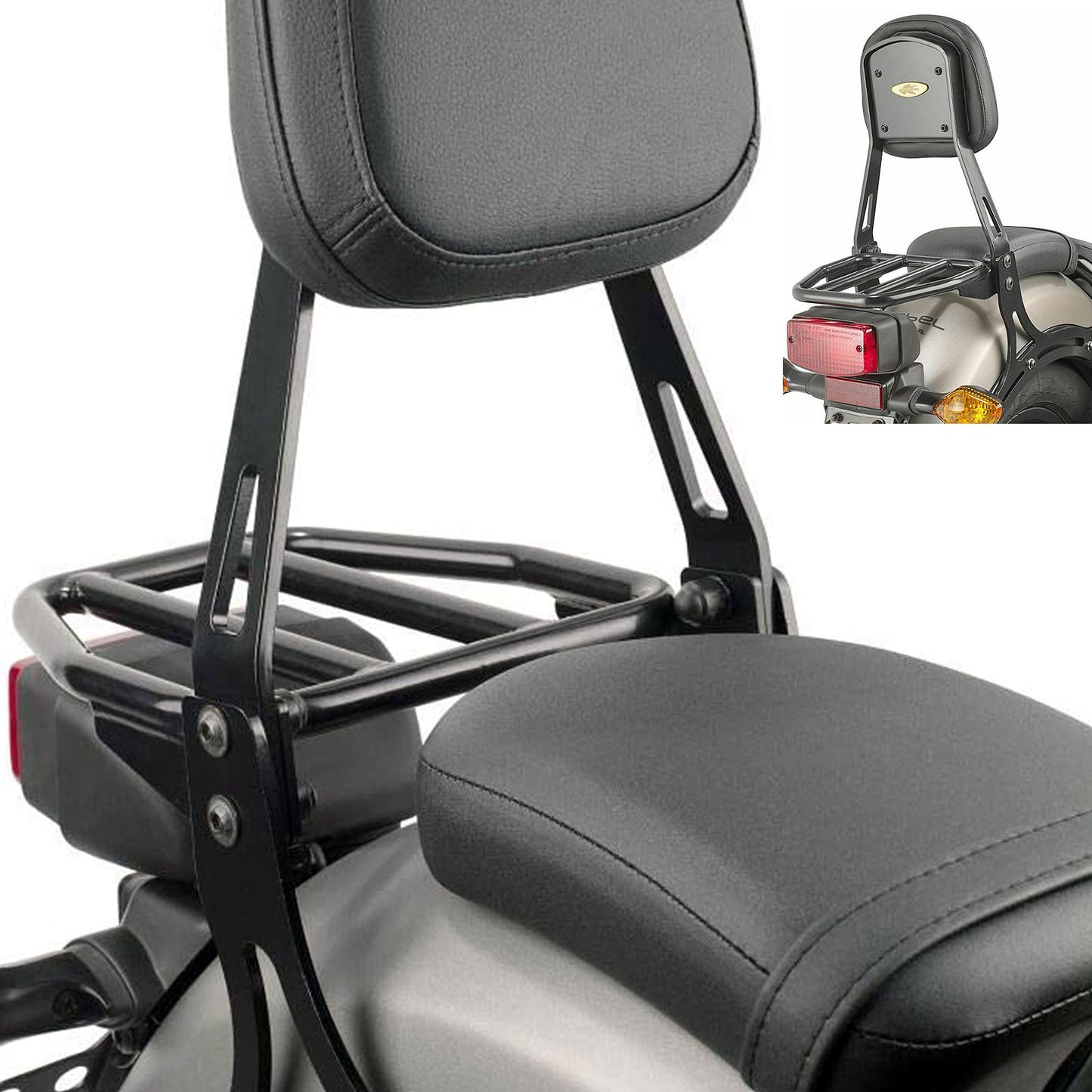Honda CMX 500 Rebel 17-21 Kappa Rear Back Rest & Detachable Carrier Black