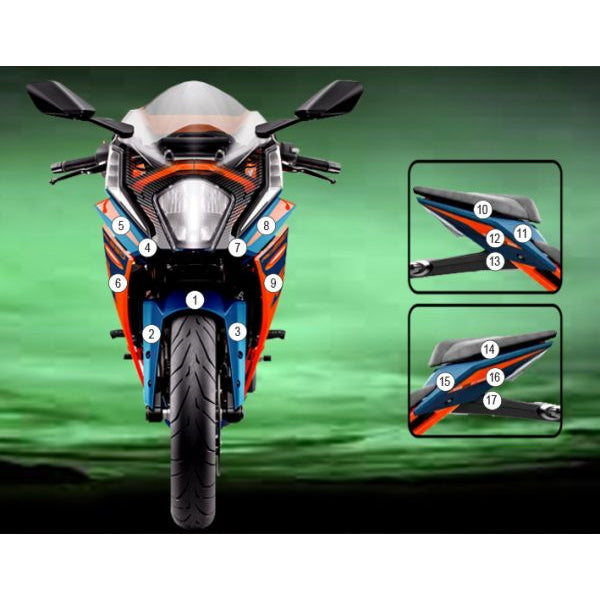 KTM RC 125 RC 200 and RC 390 2022 Eazi-Grip Paint Protection Kit Matte