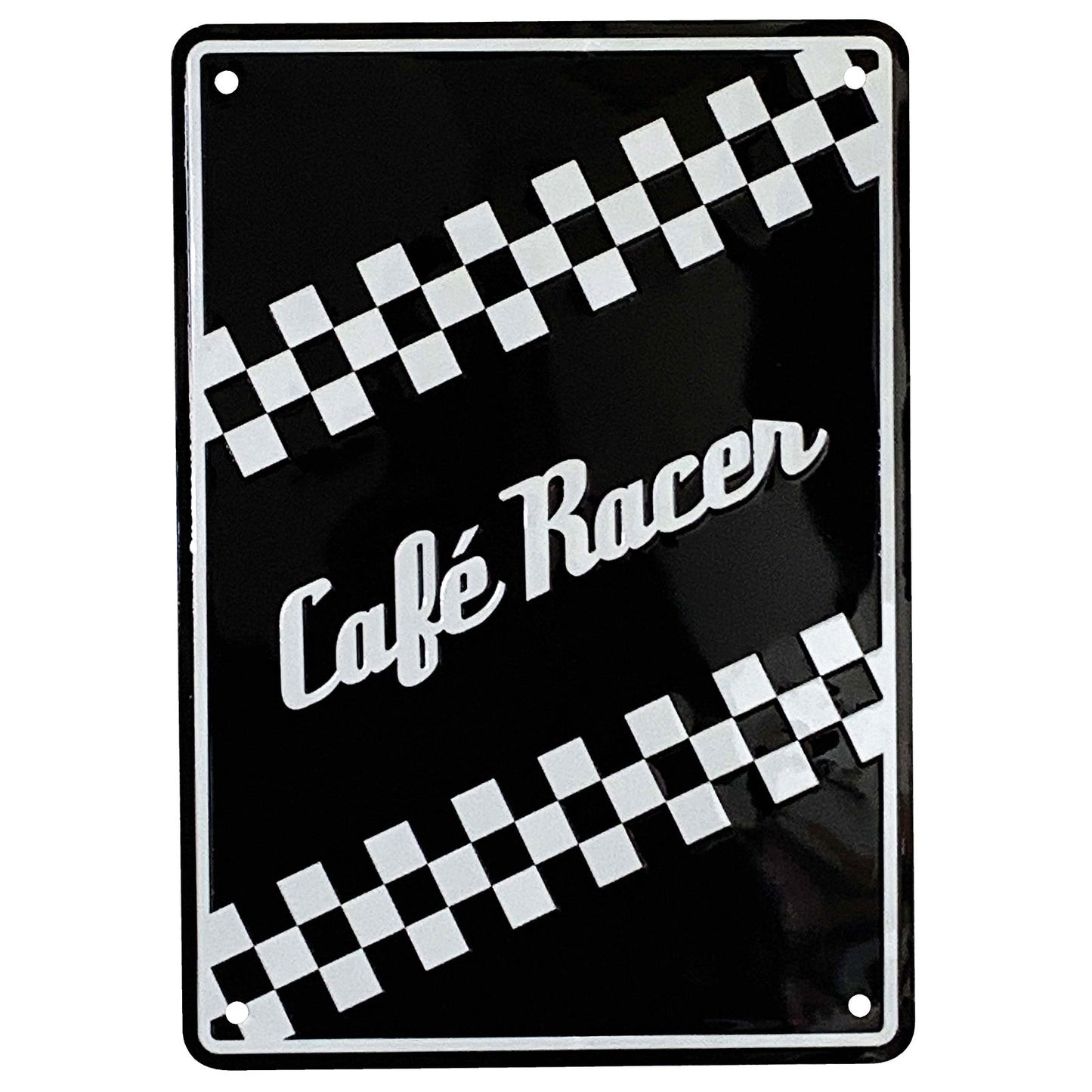 Bike It Aluminium Parking Sign - Cafe Racer Black/White 205mm x 290mm