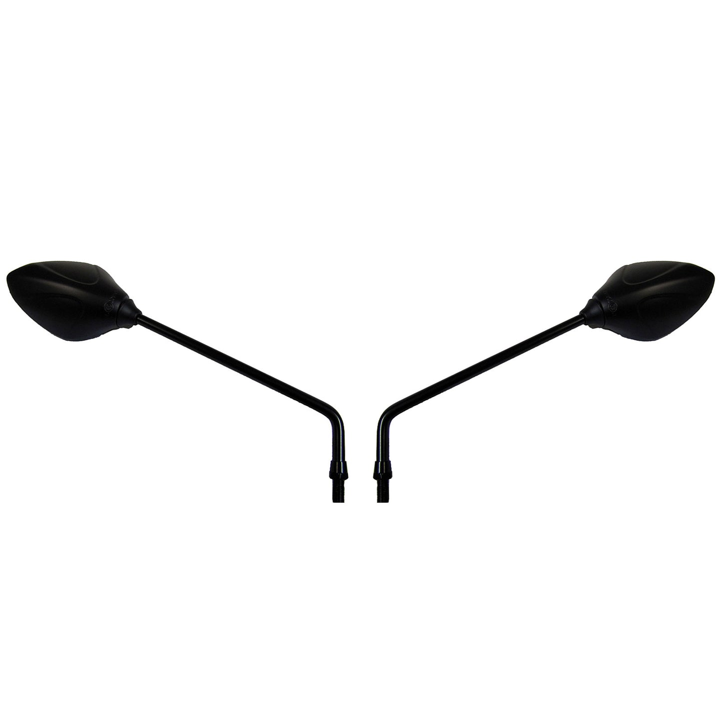 Black Long Arm Teardrop Handlebar Mirrors Pair 10mm Thread