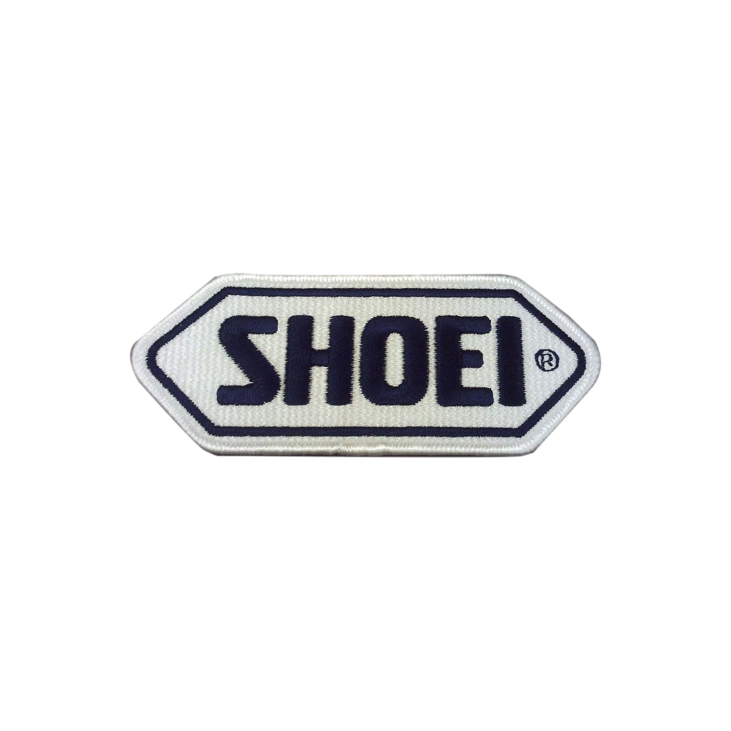 Shoei Sew On Badge White Blue Text