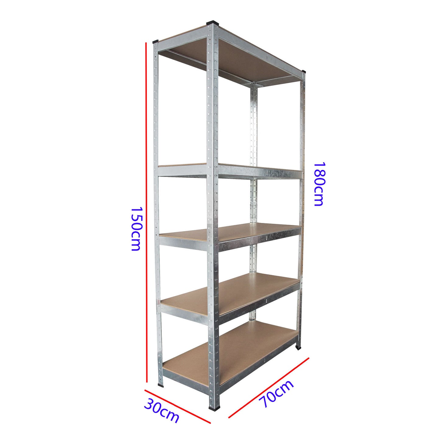 Boltless Shelving Rack 5 Layers 70x30x150 150kg Capacity