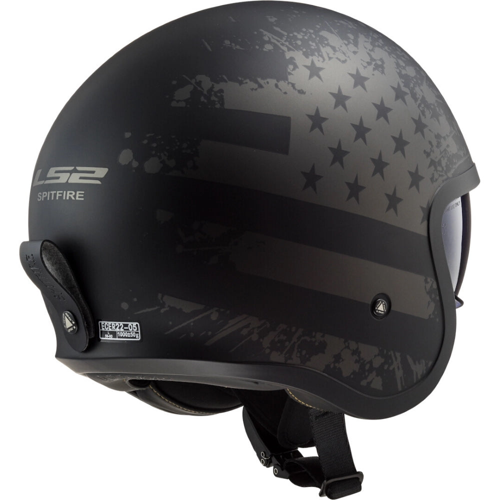 LS2 OF599 Spitfire Black Flag Open Face Helmet