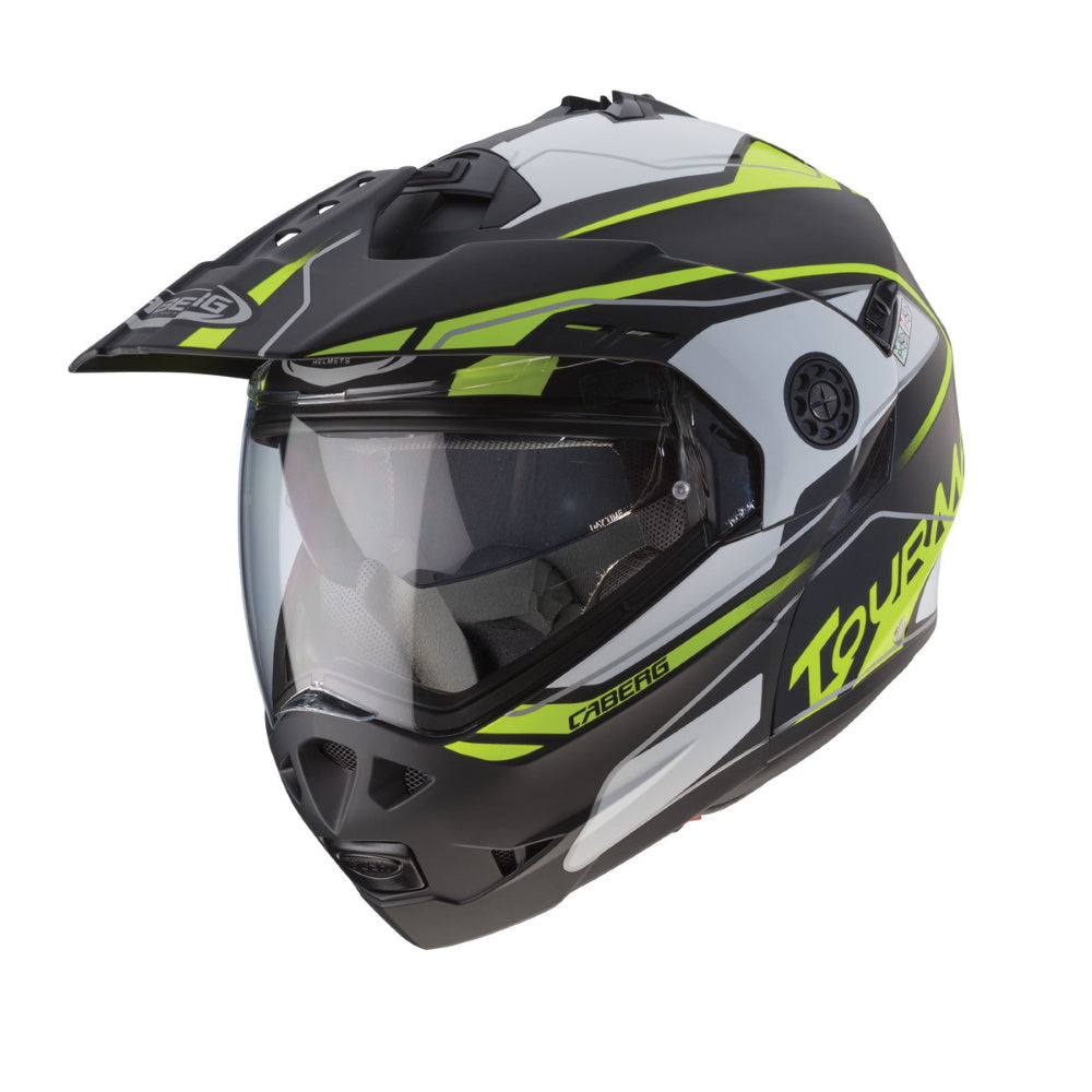 Caberg Tourmax Marathon Matt Black White Yellow Flo Flip Front Helmet