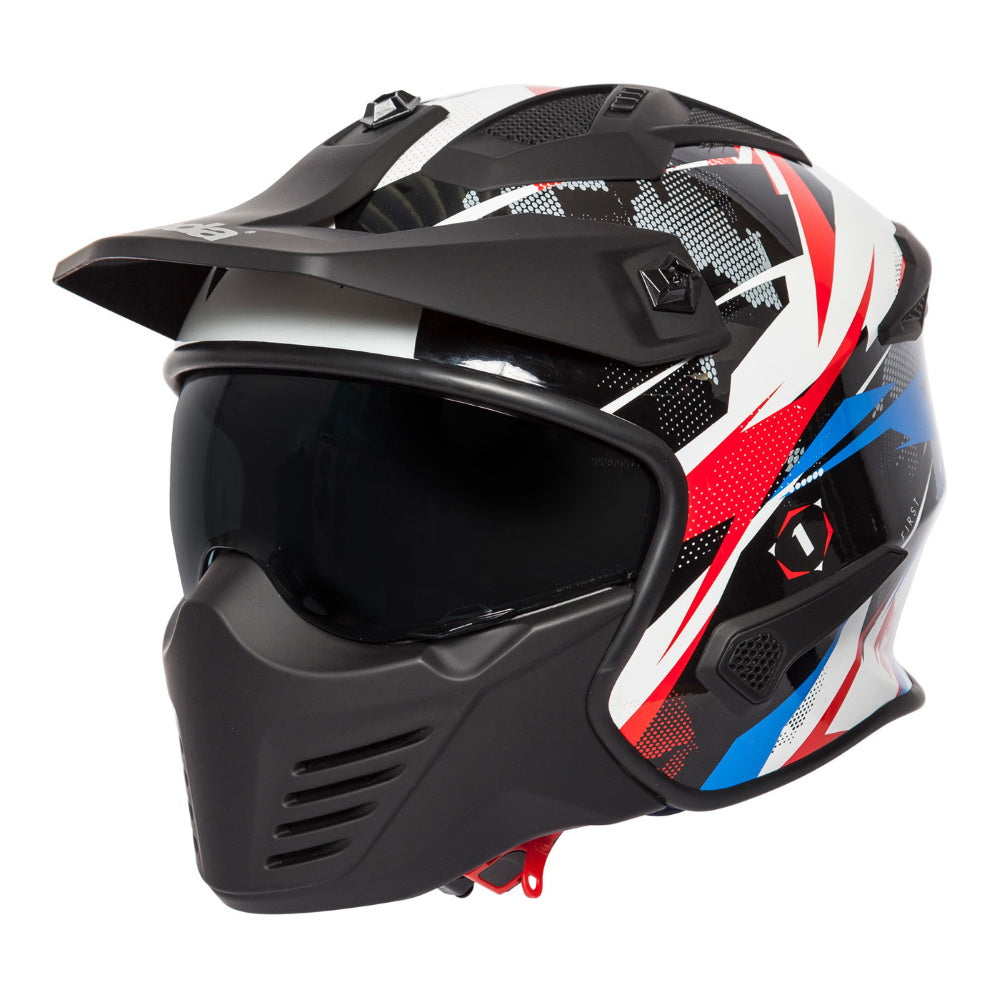 Spada Storm White Red Blue Open Face Helmet