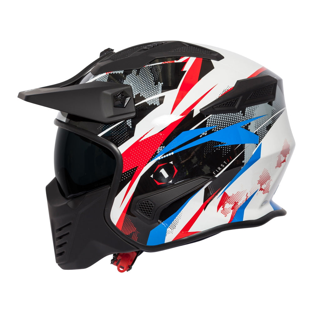 Spada Storm White Red Blue Open Face Helmet