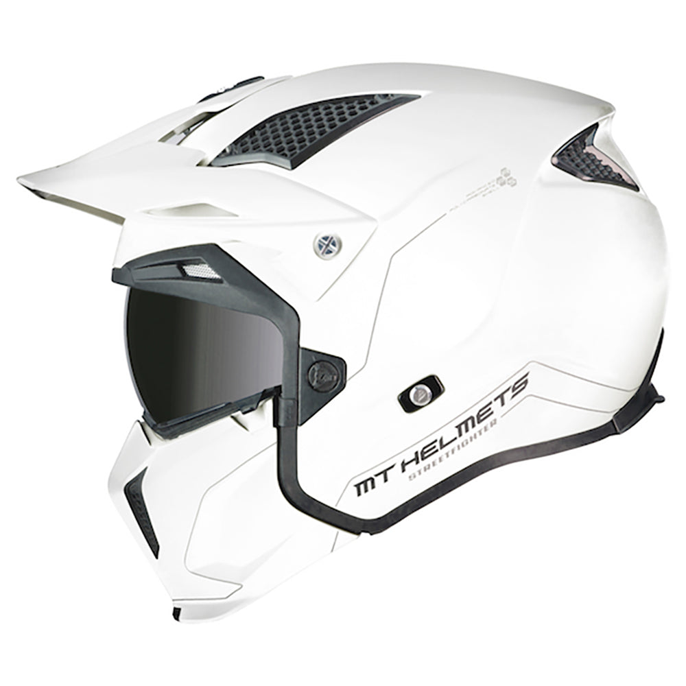 MT Streetfighter Pearl White Urban Open Face Helmet