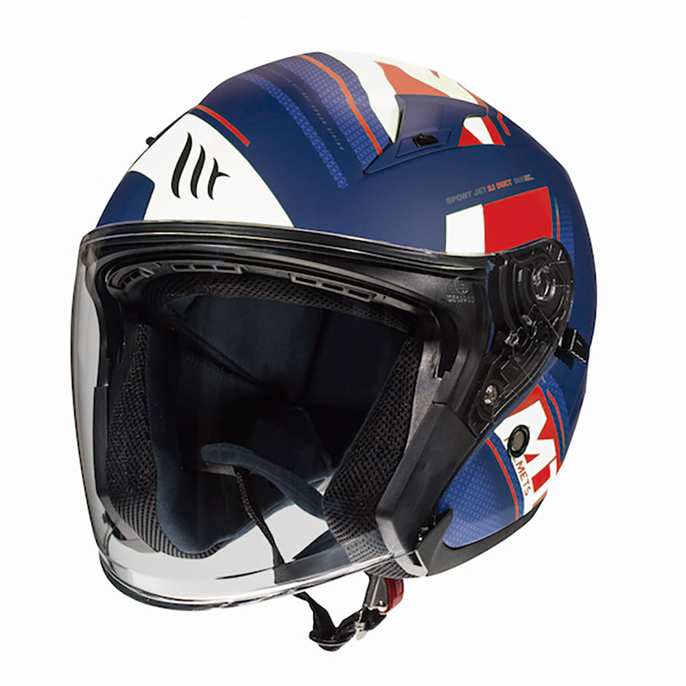 MT Avenue Sideway Matt Blue Red White Open Face Helmet