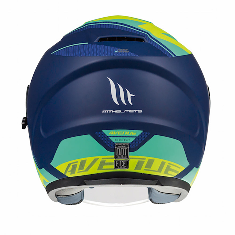 MT Avenue Sideway Matt Blue Green Fluo Yellow Open Face Helmet